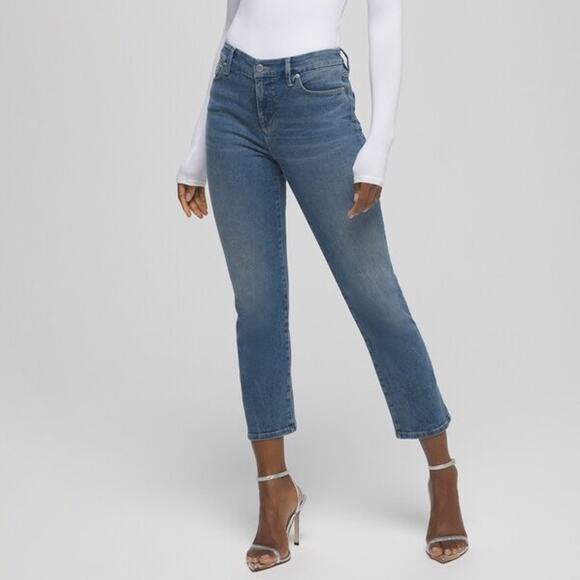 Good American Good Legs Ankle Straight Leg Cotton Jeans in Blue524 Size 4/27 - Picture 1 of 7